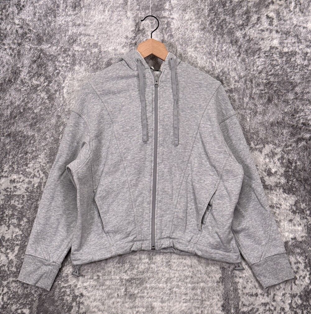 Vince Jacket Small Womens Gray Full Zip Hooded Sherpa Fleece Lined